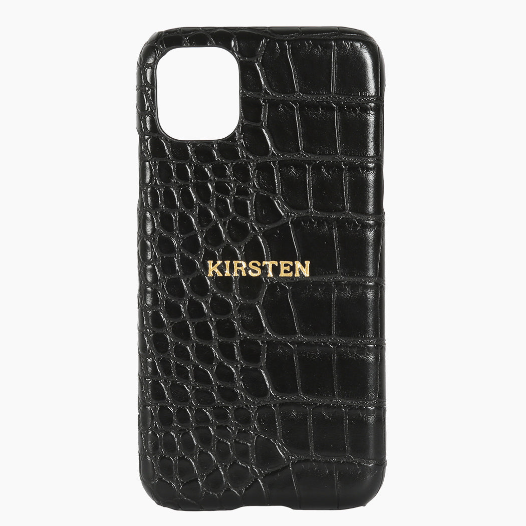 Phone Case Black Croc Hot Stamped