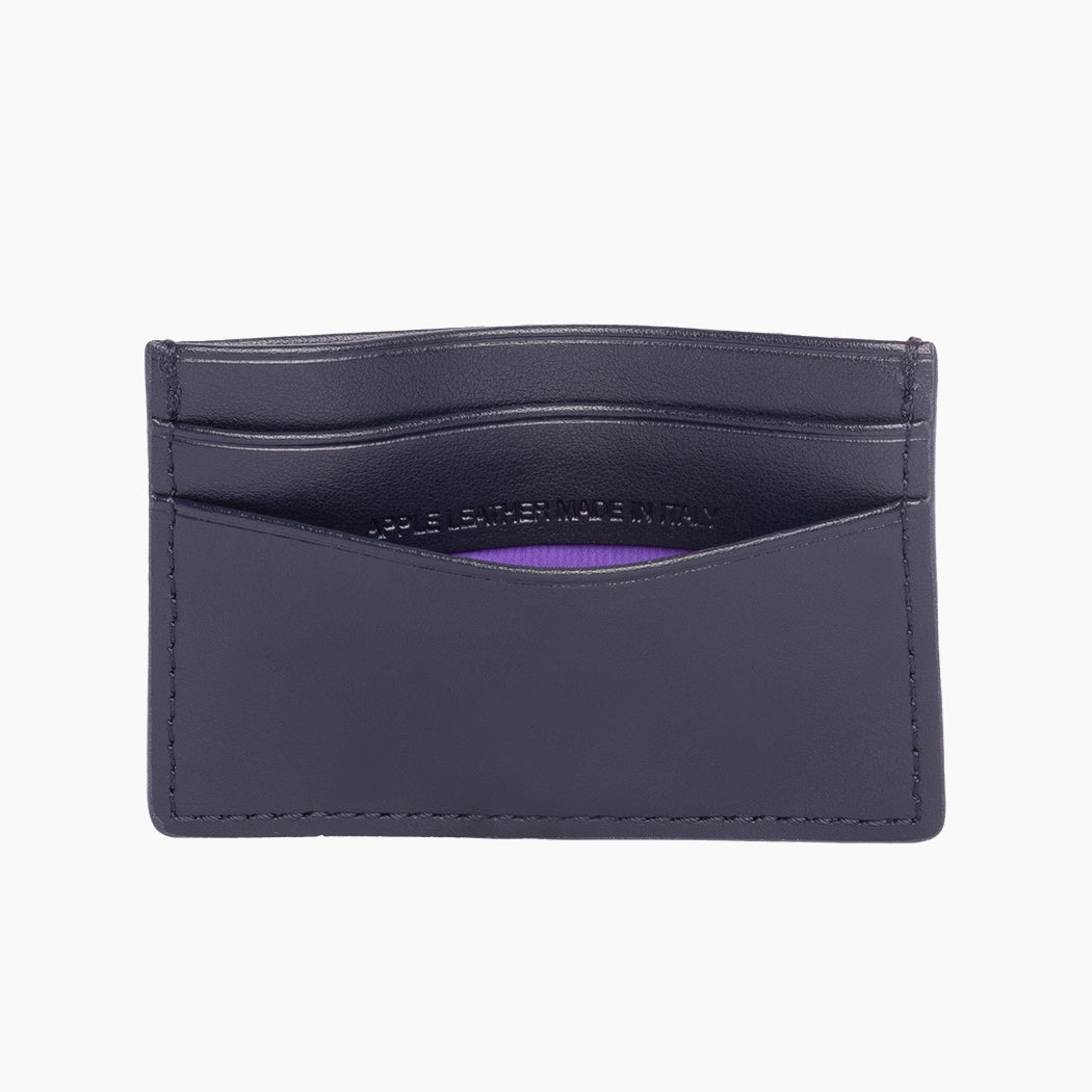Apple Leather Card Holder - Navy