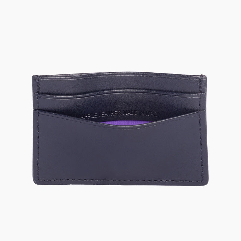 Apple Leather Card Holder - Navy