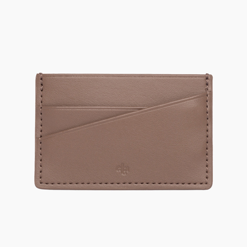 Apple Leather Card Holder - Taupe
