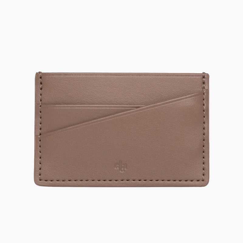 Apple Leather Card Holder - Taupe