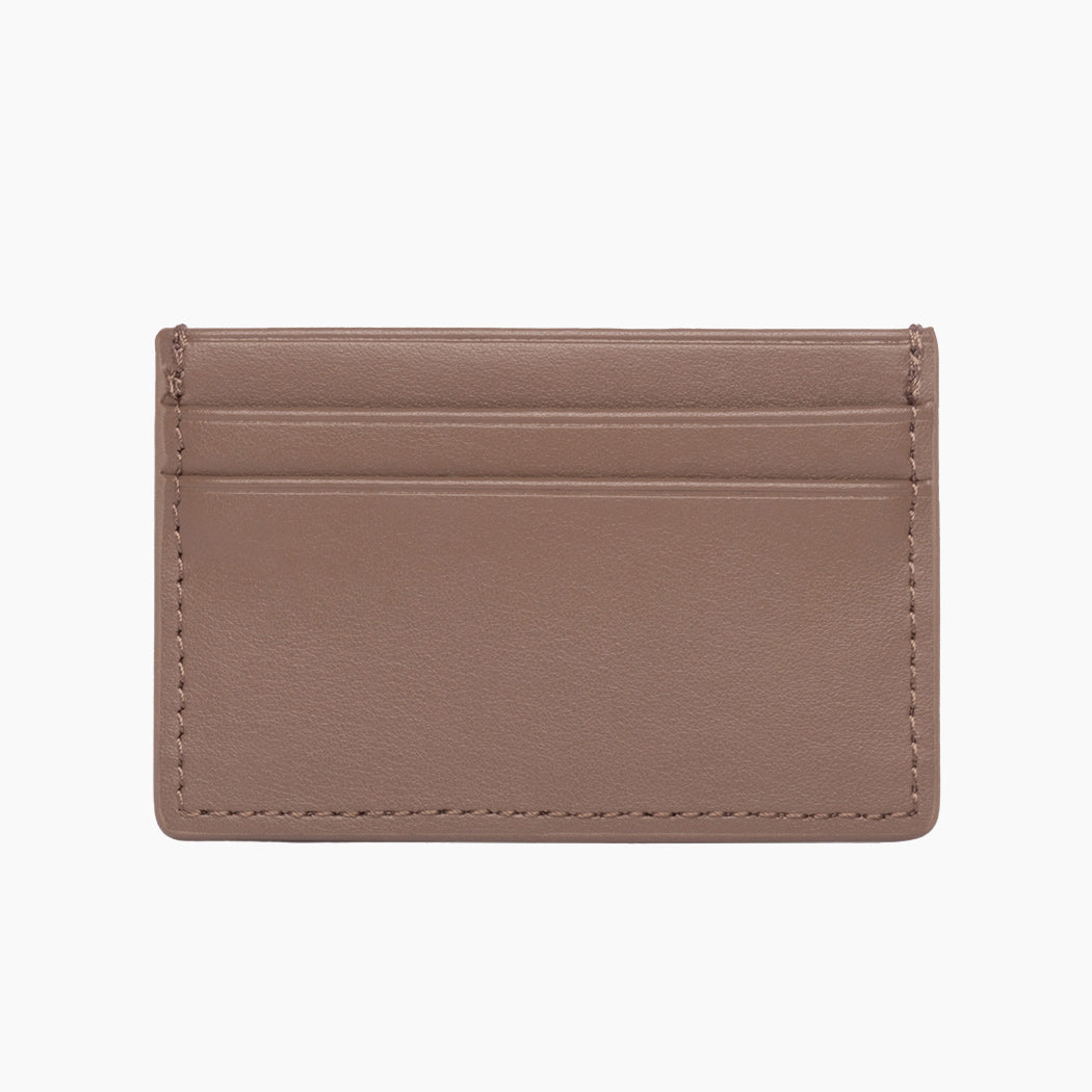 Apple Leather Card Holder - Taupe