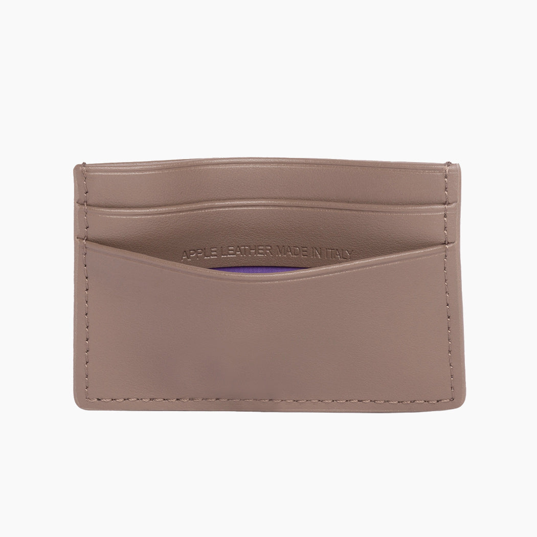 Apple Leather Card Holder - Taupe