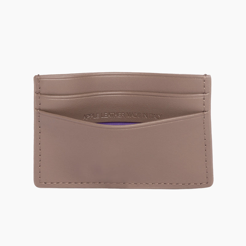 Apple Leather Card Holder - Taupe