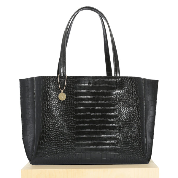 Large Tote – Black Croc Effect