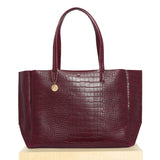 Large Tote – Burgundy Croc Effect