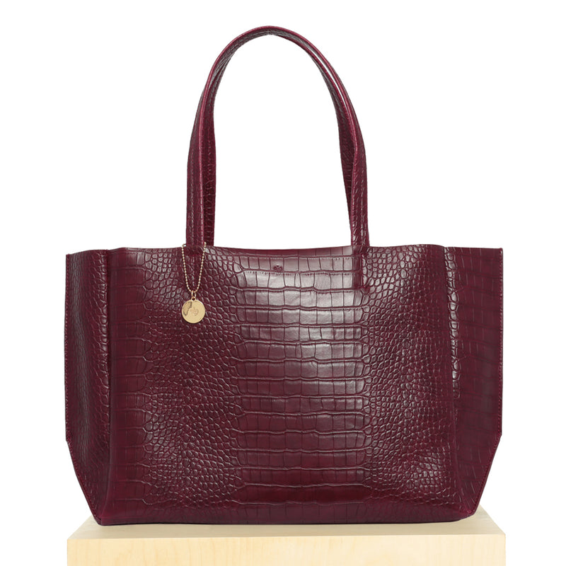 Large Tote – Burgundy Croc Effect