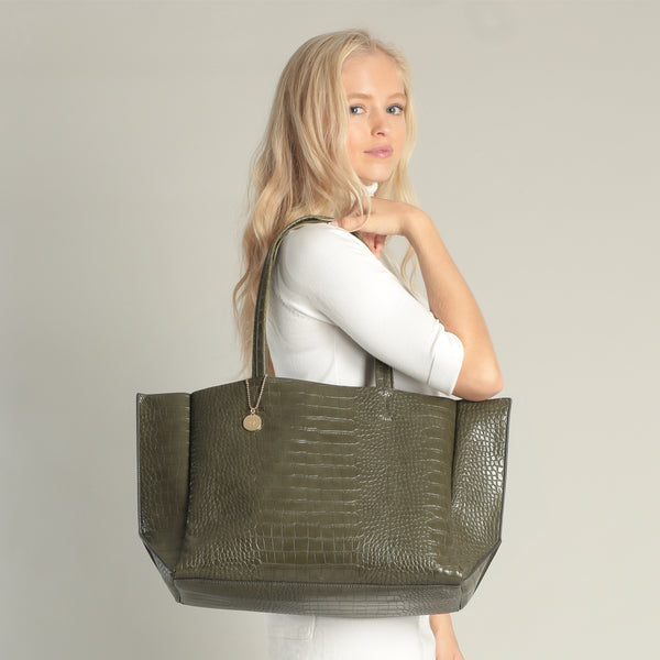 Large Tote - Khaki Croc
