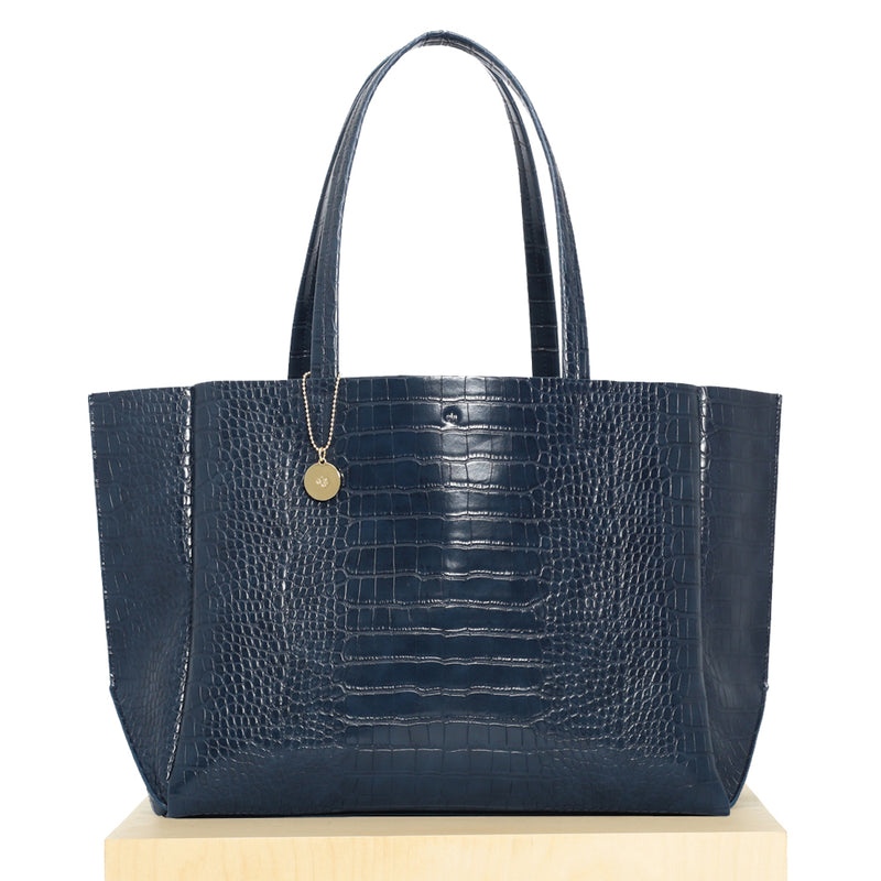 Large Tote – Navy Croc Effect
