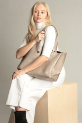 Large Tote - Taupe Croc