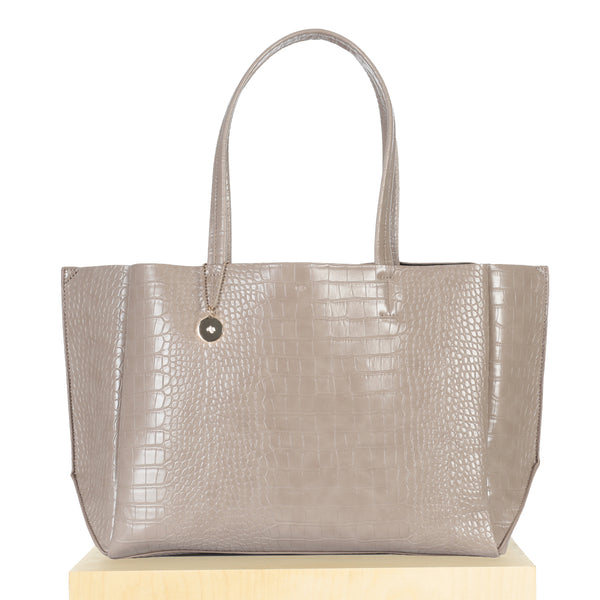 Large Tote - Taupe Croc