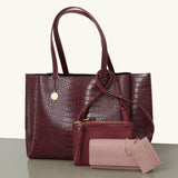 Large Tote – Burgundy Croc Effect