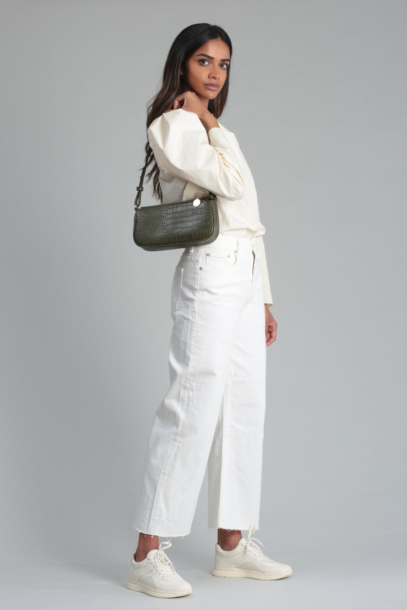 Baguette - Khaki Croc Effect