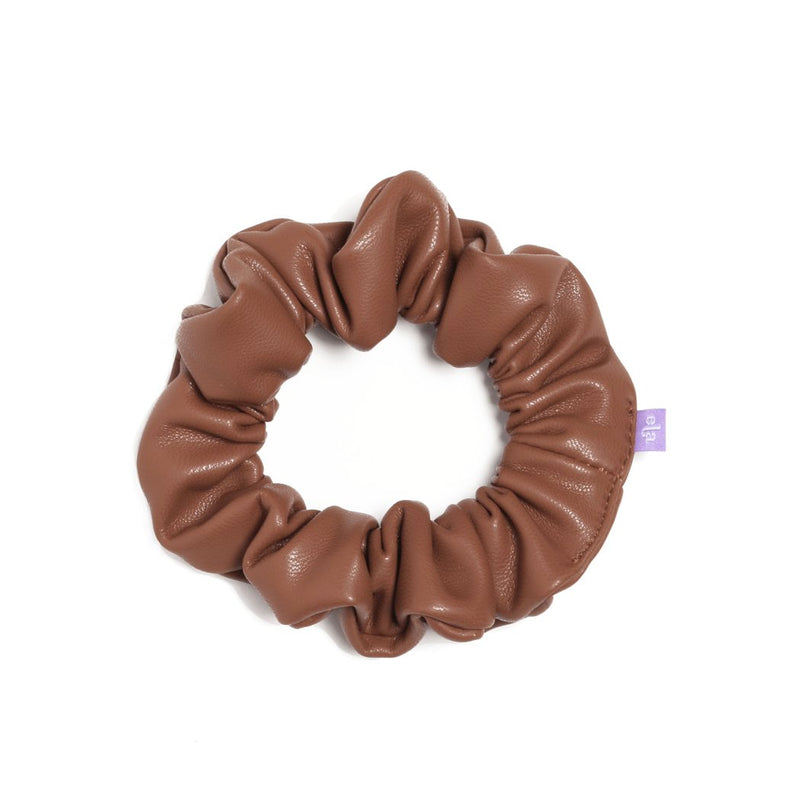 Vegan Leather Scrunchie - Caramel