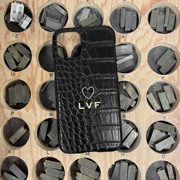 Phone Case Black Croc Hot Stamped