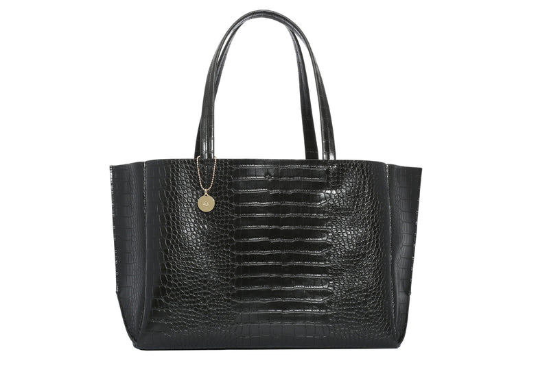 Large Tote – Black Croc Effect