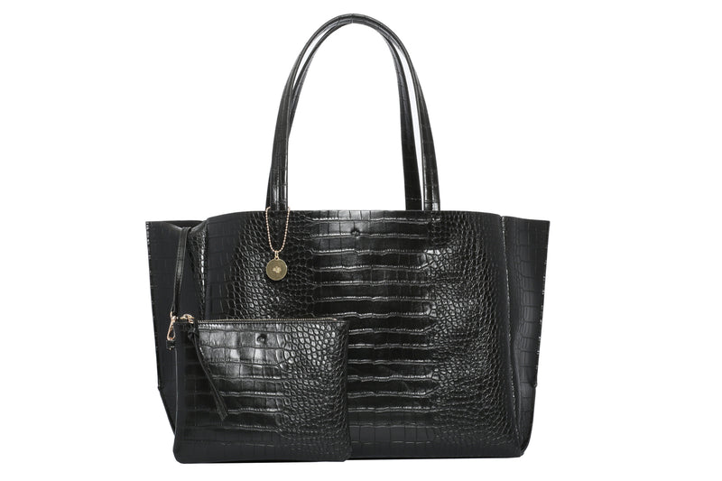 Large Tote – Black Croc Effect
