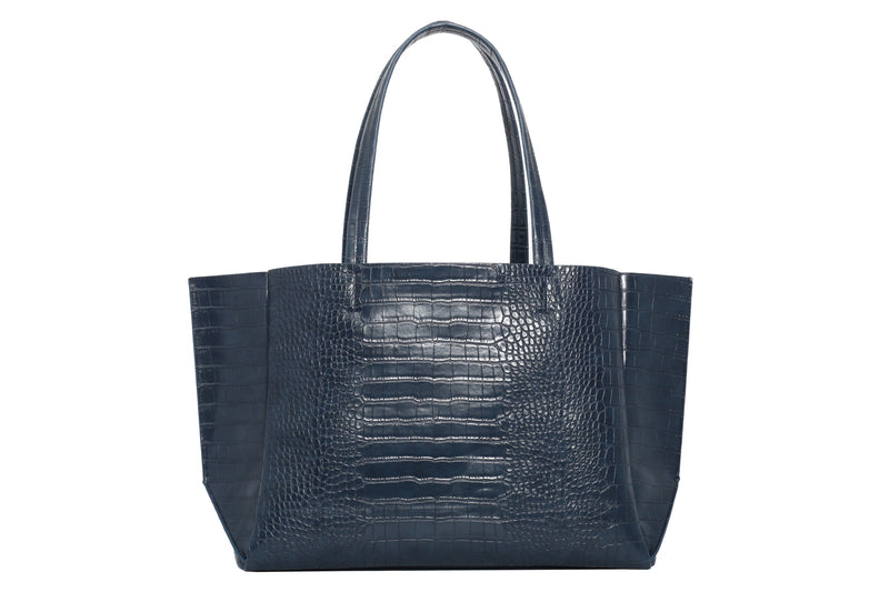 Large Tote – Navy Croc Effect