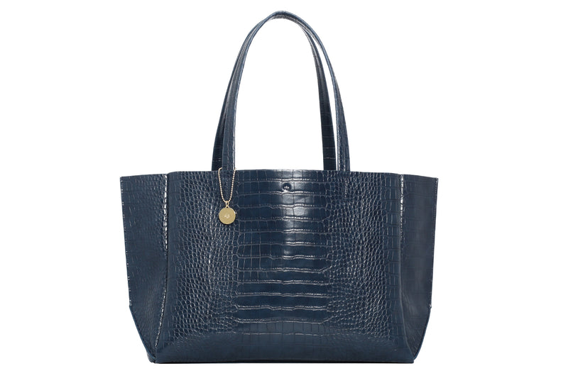 Large Tote – Navy Croc Effect