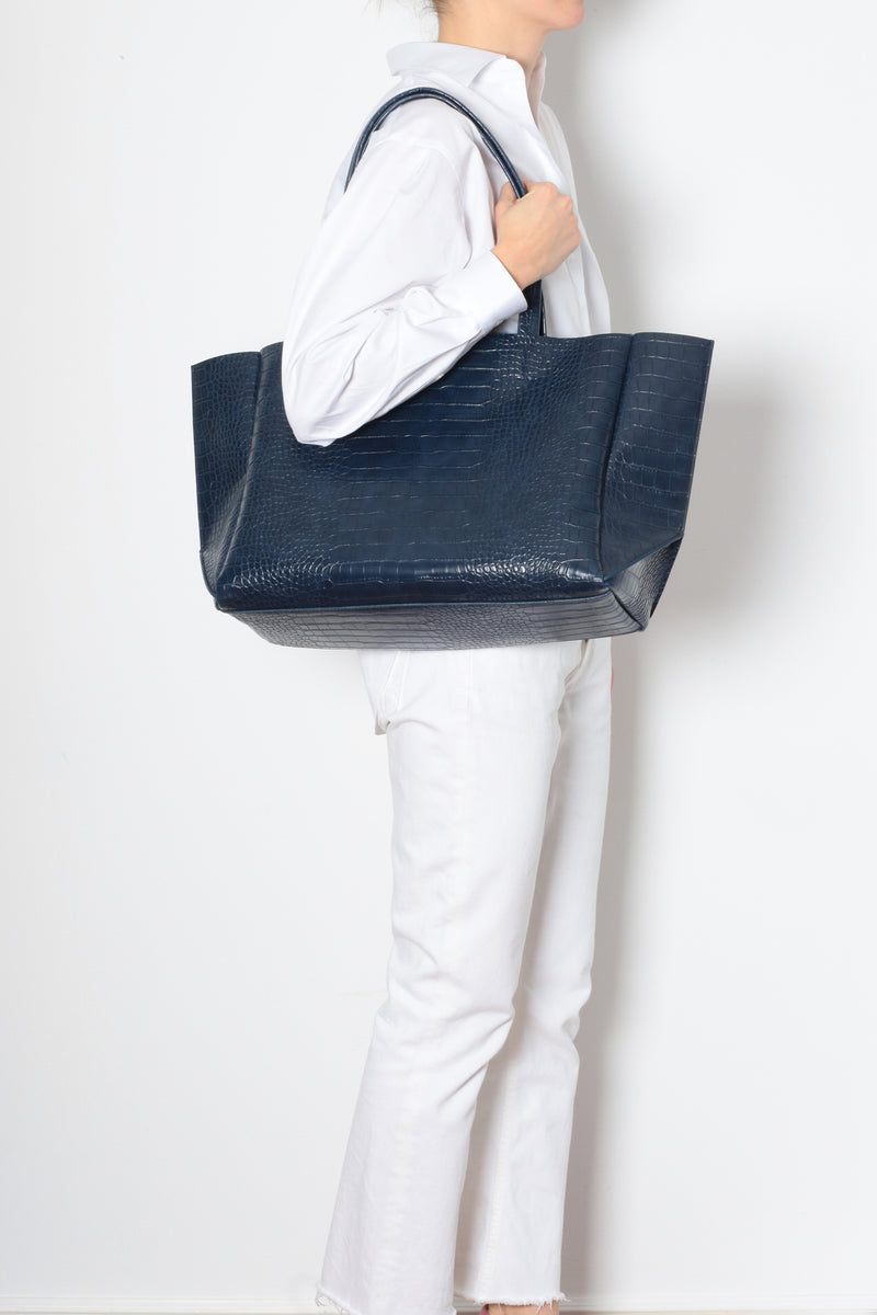 Large Tote – Navy Croc Effect