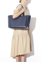 Large Tote – Navy Croc Effect