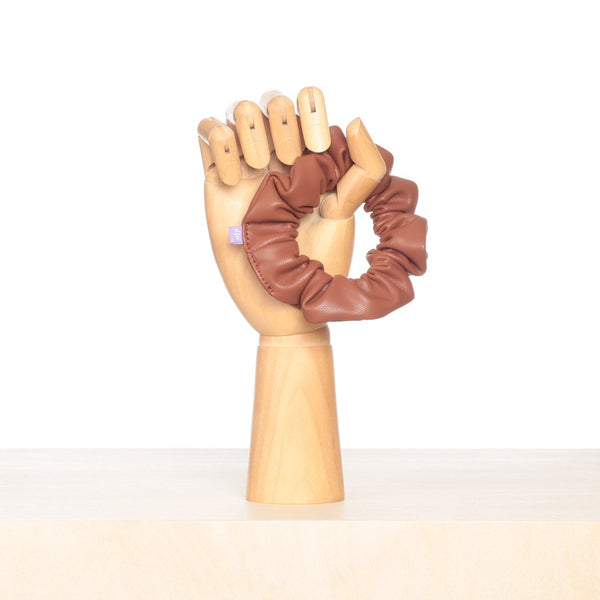 Vegan Leather Scrunchie - Caramel