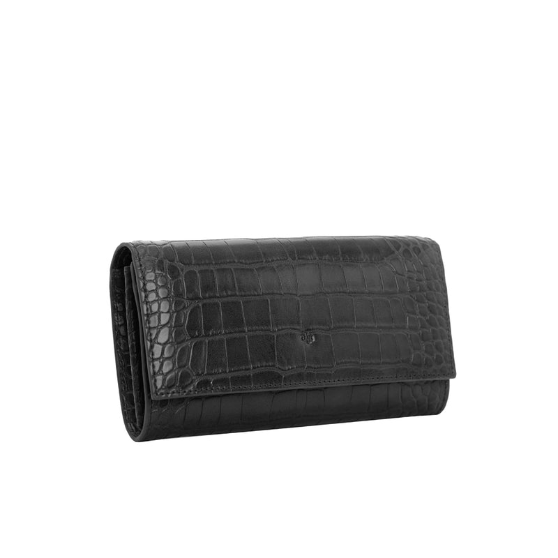 Two in One Wallet - Black Croc