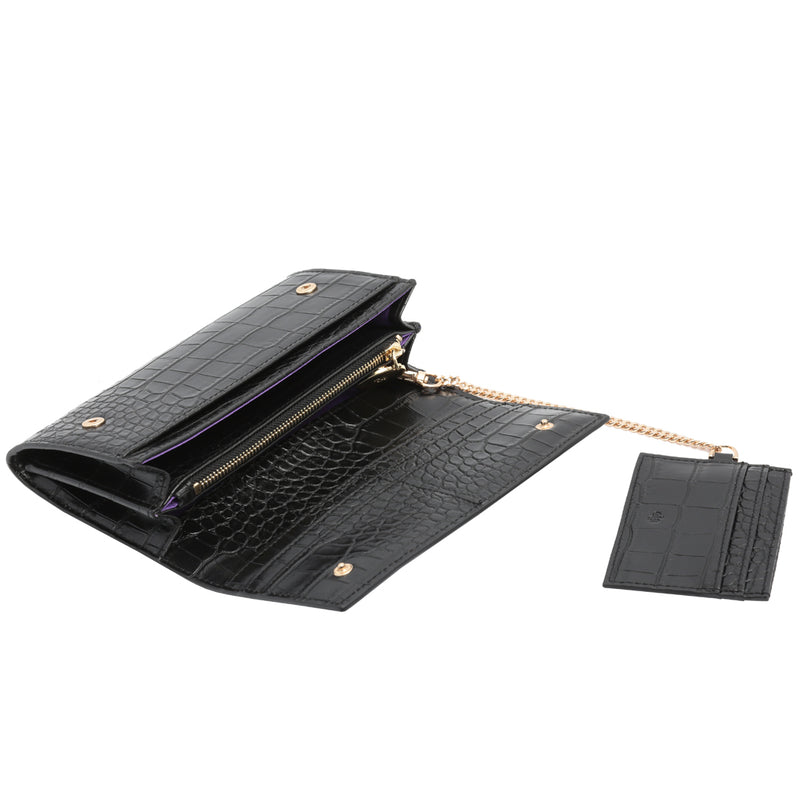 Two in One Wallet - Black Croc