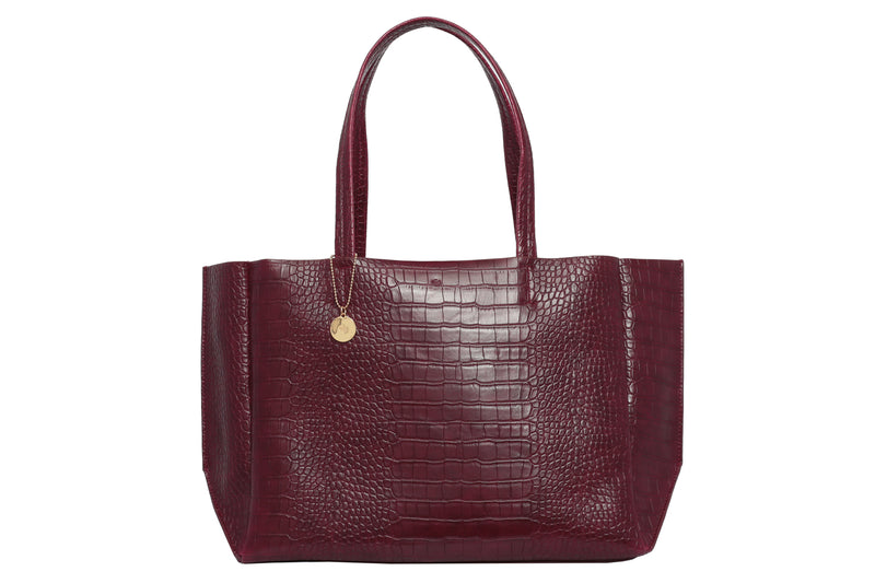Large Tote – Burgundy Croc Effect