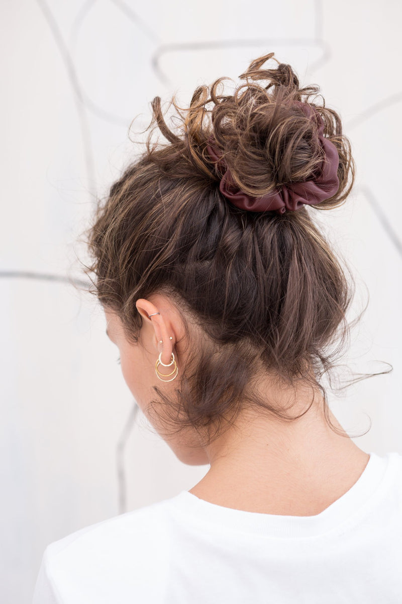 Vegan Leather Scrunchie - Burgundy
